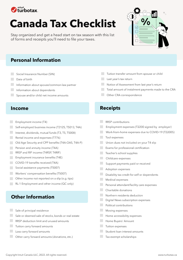 2022 Canada Tax Checklist What Documents Do I Need To File My Taxes 